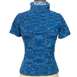 Oscar De La Renta Women's Blue Turtleneck Sweater